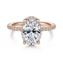 Hot Gabriel & Co. Hart - 14K Rose Gold Hidden Halo Oval Diamond Engagement Ring