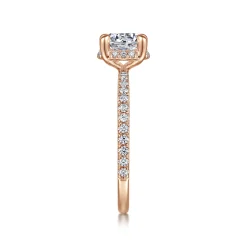 Sale Gabriel & Co. Hart - 14K Rose Gold Hidden Halo Round Diamond Engagement Ring