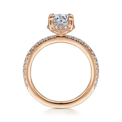 Sale Gabriel & Co. Hart - 14K Rose Gold Hidden Halo Round Diamond Engagement Ring