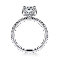 Gabriel & Co. Hart - 14K White Gold Cushion Hidden Halo Diamond Engagement Ring