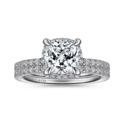 Gabriel & Co. Hart - 14K White Gold Cushion Hidden Halo Diamond Engagement Ring