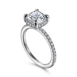 Gabriel & Co. Hart - 14K White Gold Cushion Hidden Halo Diamond Engagement Ring