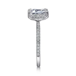 Clearance Gabriel & Co. Hart - 14K White Gold Hidden Halo Emerald Cut Diamond Engagement Ring