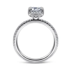 Clearance Gabriel & Co. Hart - 14K White Gold Hidden Halo Emerald Cut Diamond Engagement Ring