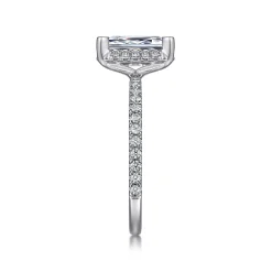 Discount Gabriel & Co. Hart - 14K White Gold Hidden Halo Emerald Cut Diamond Engagement Ring