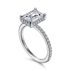 Discount Gabriel & Co. Hart - 14K White Gold Hidden Halo Emerald Cut Diamond Engagement Ring