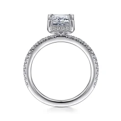 Discount Gabriel & Co. Hart - 14K White Gold Hidden Halo Emerald Cut Diamond Engagement Ring