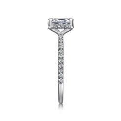 Hot Gabriel & Co. Hart - 14K White Gold Hidden Halo Emerald Cut Diamond Engagement Ring