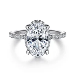 Clearance Gabriel & Co. Hart - 14K White Gold Hidden Halo Oval Diamond Engagement Ring