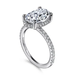 Clearance Gabriel & Co. Hart - 14K White Gold Hidden Halo Oval Diamond Engagement Ring