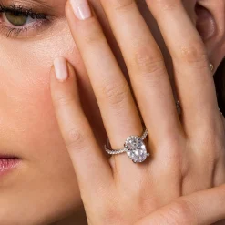 Clearance Gabriel & Co. Hart - 14K White Gold Hidden Halo Oval Diamond Engagement Ring