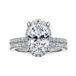 Clearance Gabriel & Co. Hart - 14K White Gold Hidden Halo Oval Diamond Engagement Ring