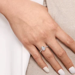 Best Gabriel & Co. Hart - 14K White Gold Hidden Halo Oval Diamond Engagement Ring