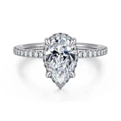 Gabriel & Co. Hart - 14K White Gold Hidden Halo Pear Shape Diamond Engagement Ring