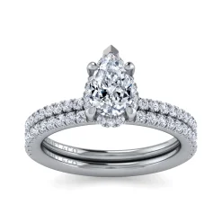 Discount Gabriel & Co. Hart - 14K White Gold Hidden Halo Pear Shape Diamond Engagement Ring