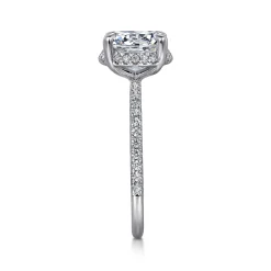 Discount Gabriel & Co. Hart - 14K White Gold Hidden Halo Round Diamond Engagement Ring