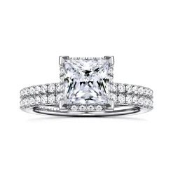 Discount Gabriel & Co. Hart - 14K White Gold Princess Hidden Halo Diamond Engagement Ring