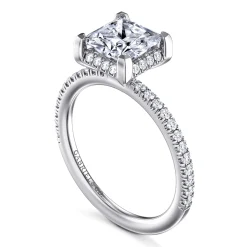 Discount Gabriel & Co. Hart - 14K White Gold Princess Hidden Halo Diamond Engagement Ring