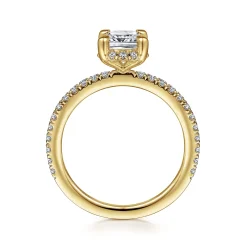 Clearance Gabriel & Co. Hart - 14K Yellow Gold Cushion Hidden Halo Diamond Engagement Ring
