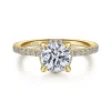 Clearance Gabriel & Co. Hart - 14K Yellow Gold Hidden Halo Round Diamond Engagement Ring