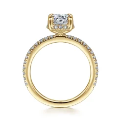 Clearance Gabriel & Co. Hart - 14K Yellow Gold Hidden Halo Round Diamond Engagement Ring