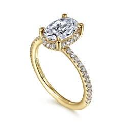 Best Gabriel & Co. Hart - 14K Yellow Gold Hidden Halo Oval Diamond Engagement Ring