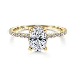 Sale Gabriel & Co. Hart - 14K Yellow Gold Hidden Halo Oval Diamond Engagement Ring
