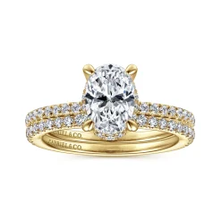 Sale Gabriel & Co. Hart - 14K Yellow Gold Hidden Halo Oval Diamond Engagement Ring