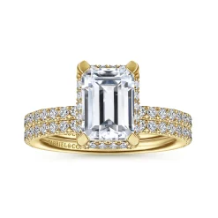 Outlet Gabriel & Co. Hart - 14K Yellow Gold Hidden Halo Emerald Cut Diamond Engagement Ring