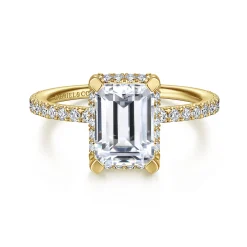 Outlet Gabriel & Co. Hart - 14K Yellow Gold Hidden Halo Emerald Cut Diamond Engagement Ring
