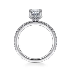 Clearance Gabriel & Co. Hart - Platinum Hidden Halo Emerald Cut Diamond Engagement Ring