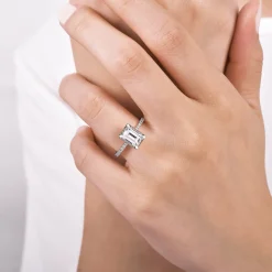 Outlet Gabriel & Co. Hart - Platinum Hidden Halo Emerald Cut Diamond Engagement Ring