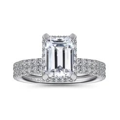 Outlet Gabriel & Co. Hart - Platinum Hidden Halo Emerald Cut Diamond Engagement Ring