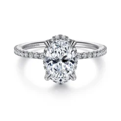 Hot Gabriel & Co. Hart - Platinum Hidden Halo Oval Diamond Engagement Ring