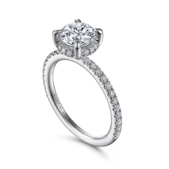 Discount Gabriel & Co. Hart - Platinum Hidden Halo Round Diamond Engagement Ring