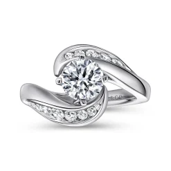 Discount Gabriel & Co. Hayley - 14K White Gold Round Bypass Diamond Channel Set Engagement Ring