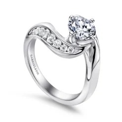Discount Gabriel & Co. Hayley - 14K White Gold Round Bypass Diamond Channel Set Engagement Ring