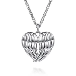 Clearance Gabriel & Co. HEART - 925 Sterling Silver Heart Angel Wing Pendant Necklace