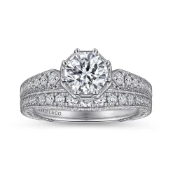 Hot Gabriel & Co. Heath - 14K White Gold Round Diamond Engagement Ring