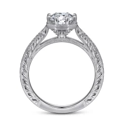 Hot Gabriel & Co. Heath - 14K White Gold Round Diamond Engagement Ring