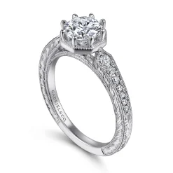 Hot Gabriel & Co. Heath - 14K White Gold Round Diamond Engagement Ring