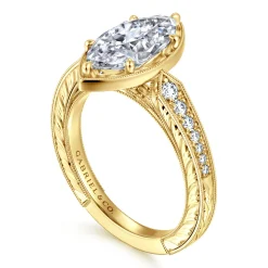 Sale Gabriel & Co. Heath - 14K Yellow Gold Marquise Shape Diamond Engagement Ring