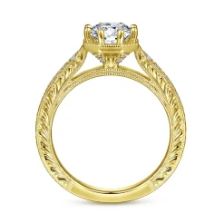 Clearance Gabriel & Co. Heath - 14K Yellow Gold Round Diamond Engagement Ring