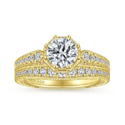 Clearance Gabriel & Co. Heath - 14K Yellow Gold Round Diamond Engagement Ring