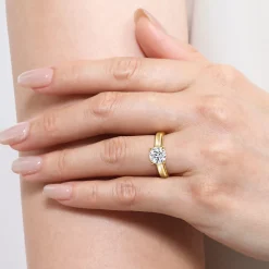 Hot Gabriel & Co. Helen - 14K Yellow Gold Round Diamond Engagement Ring