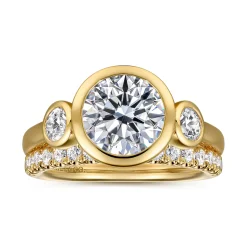 Gabriel & Co. Henley - 14K Yellow Gold Round Three Stone Bezel Diamond Engagement Ring