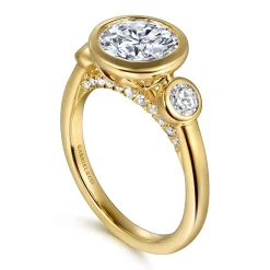 Gabriel & Co. Henley - 14K Yellow Gold Round Three Stone Bezel Diamond Engagement Ring