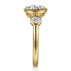 Gabriel & Co. Henley - 14K Yellow Gold Round Three Stone Bezel Diamond Engagement Ring