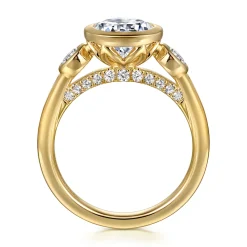 Gabriel & Co. Henley - 14K Yellow Gold Round Three Stone Bezel Diamond Engagement Ring