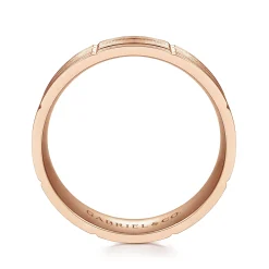 New Gabriel & Co. Henry - 14K Rose Gold 6mm - Checkerboard Pattern Men's Wedding Band in Satin Finish
